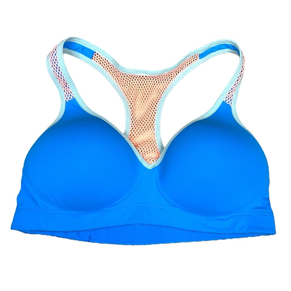 PINK Yoga Victoria's Secret Vibrant Blue & Coral Wireless Padded Sports Bra XS‎